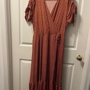 Torrid Rust Polka Dot Midi Dress